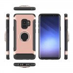 Wholesale Galaxy S9+ (Plus) 360 Rotating Ring Stand Hybrid Case with Metal Plate (Rose Gold)